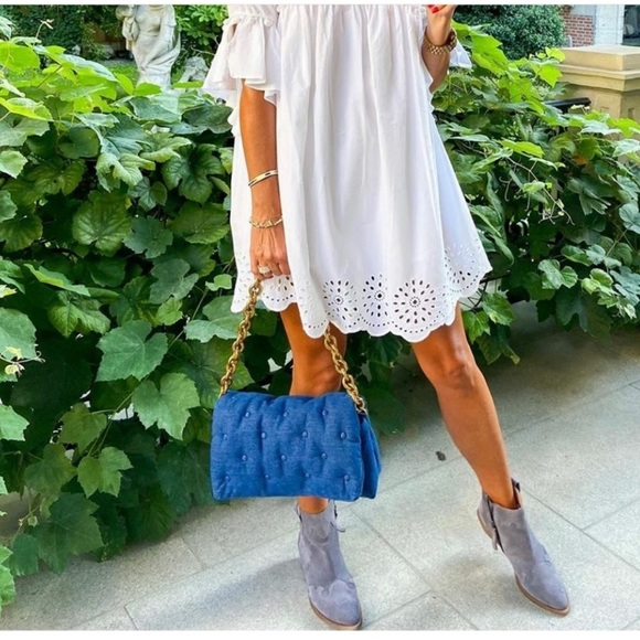 Zara Handbags - ZARA Quilted blue denim maxi bag